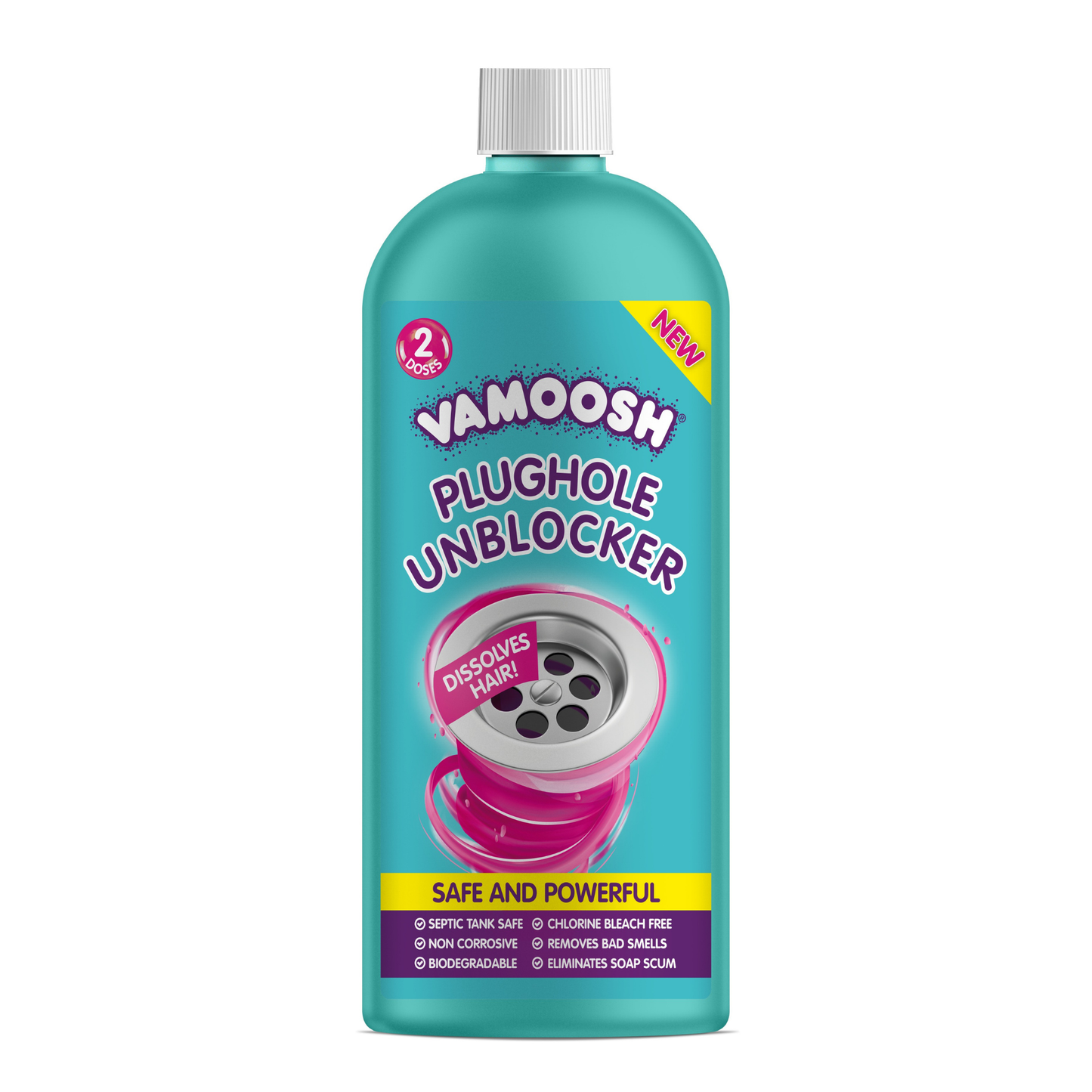 Vamoosh Plughole Unblocker - 2 Doses (600ml)